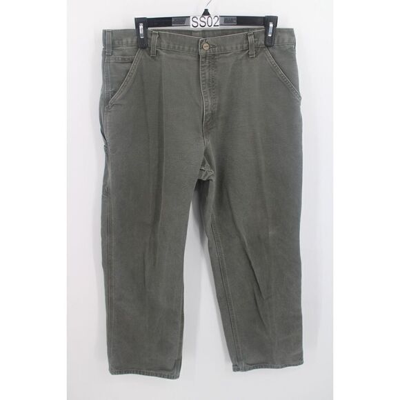 Carhartt B11 MOS Duck Pants Mens 38x30 Green Dungaree Fit Work Carpenter - Picture 1 of 7